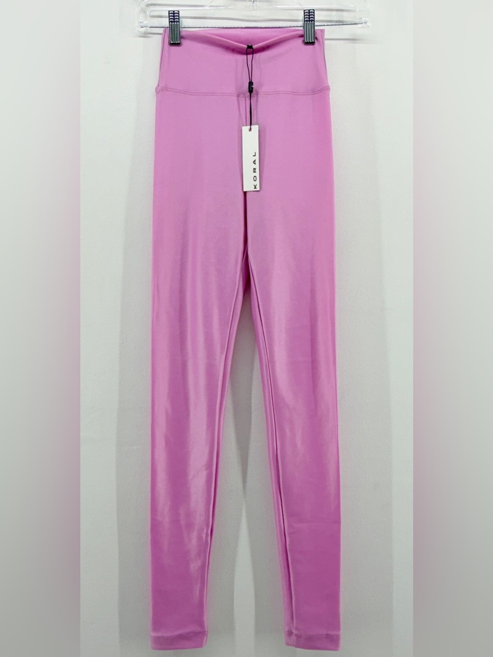 Koral Women’s Activewear Metallic Shiny Pink Full Length Leggings Size S
